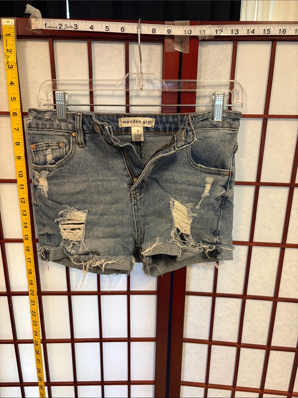 Madden Girl Distressed Light Blue Denim Cutoff Shorts